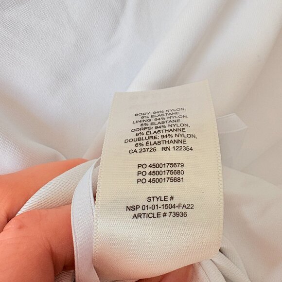 Aritzia Contour Squareneck Longsleeve Bodysuit Top White Size Medium - Picture 7 of 7